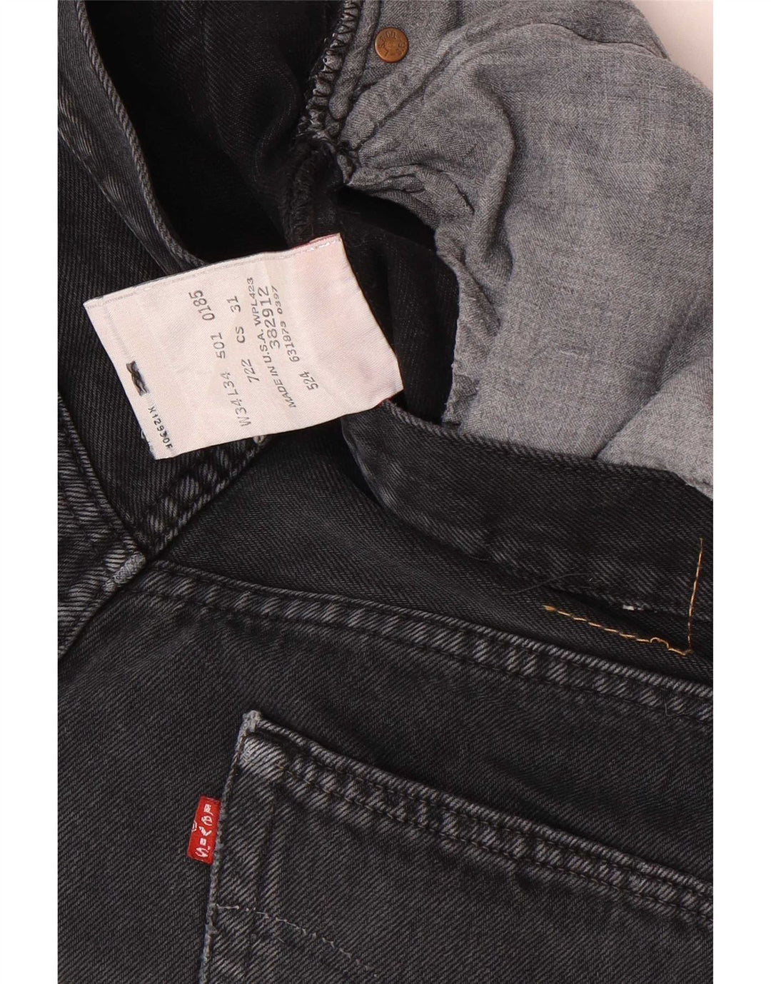 Levi's Herre 501 Straight Jeans W34 L34 Sort Bomuld