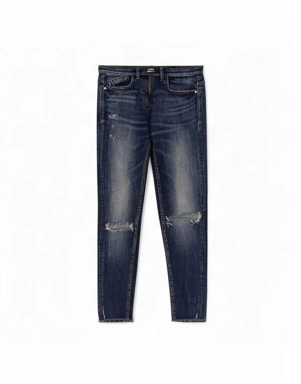 Zara Womens Distressed Cropped Jeans EU 38 Small W28 L25 Blue Cotton