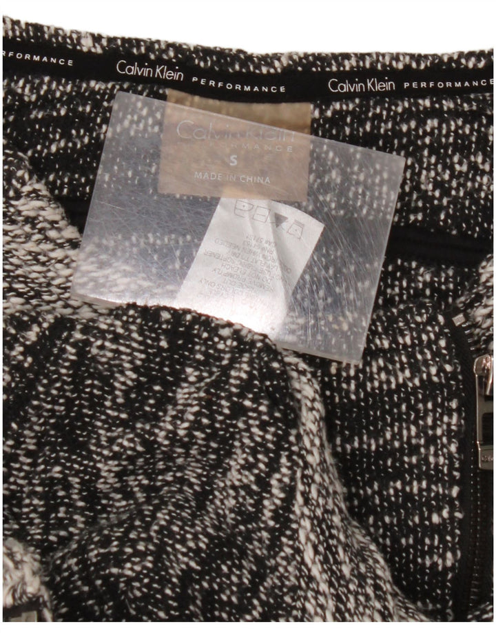 CALVIN KLEIN Dame Crop Blazer Jacket UK 10 Small Grey Colourblock Bomuld