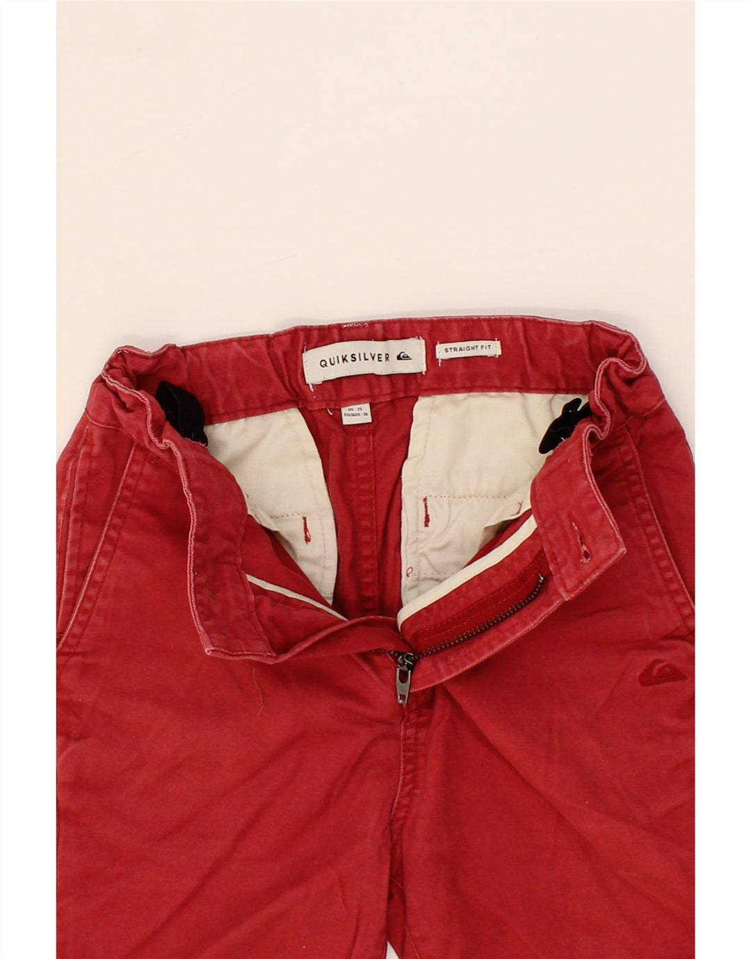QUIKSILVER Boys Denim Shorts 10-11 Years W25 Red Vintage Quiksilver and Second-Hand Quiksilver from Messina Hembry 