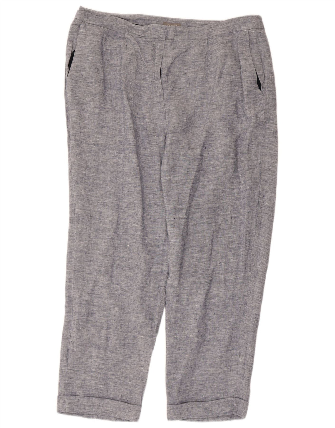 JAEGER lige cropped bukser til kvinder UK 16 Large W36 L25 Blue Linen