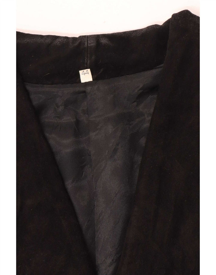 Vintage Dame Dobbeltradet Læder Blazer Jacket IT 44 Medium Sort