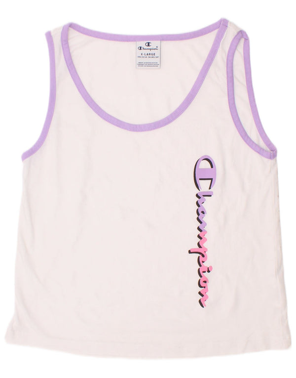 Champion Girls Grafisk Vest Top 13-14 år XL Hvid Bomuld
