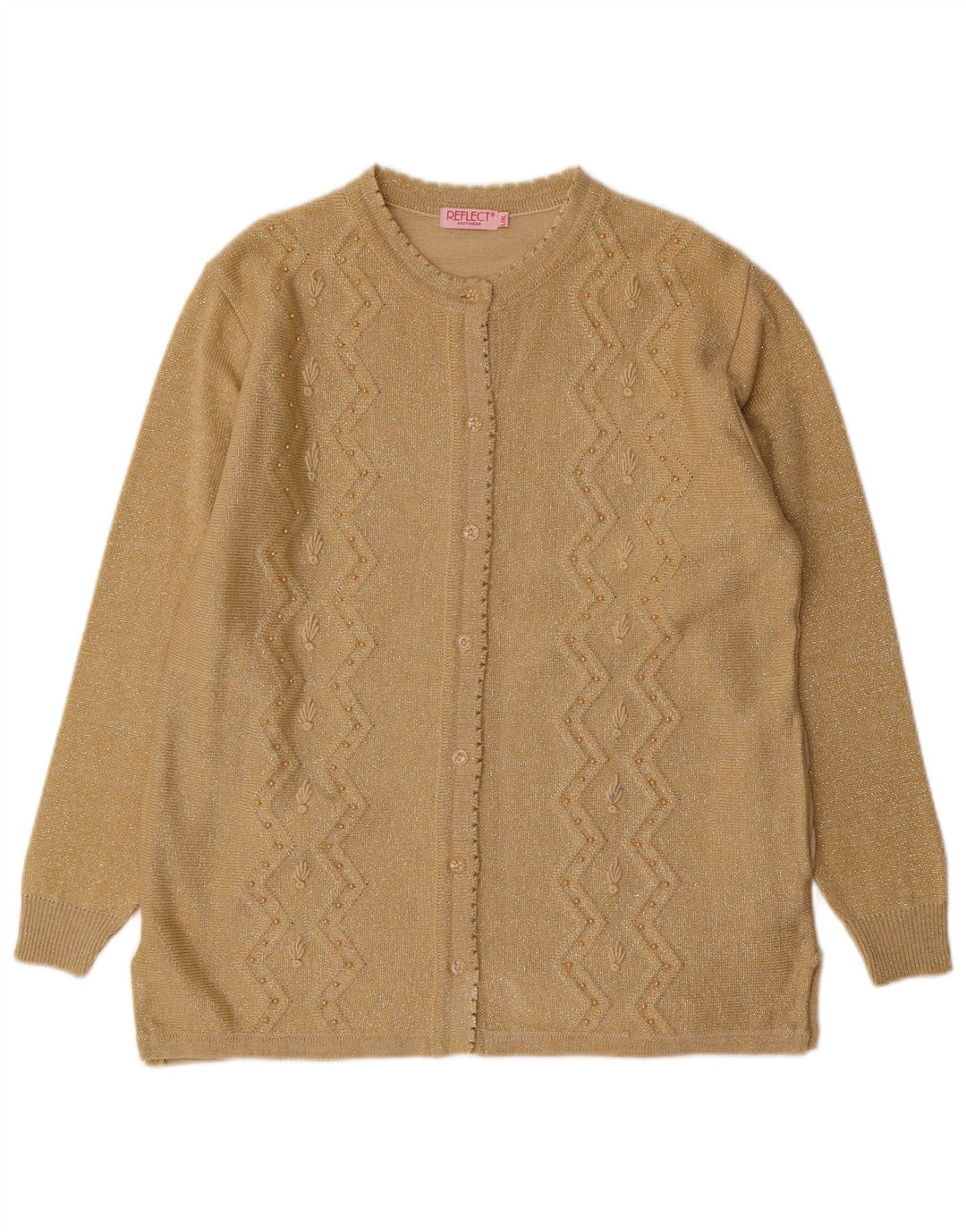 REFLECT Womens Cardigan Sweater UK 16 Large Gold