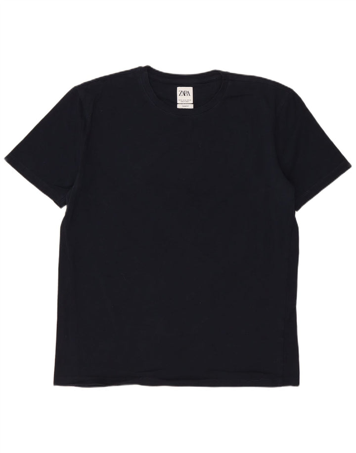 ZARA Herre Slim Fit T-Shirt Top XL Marineblå