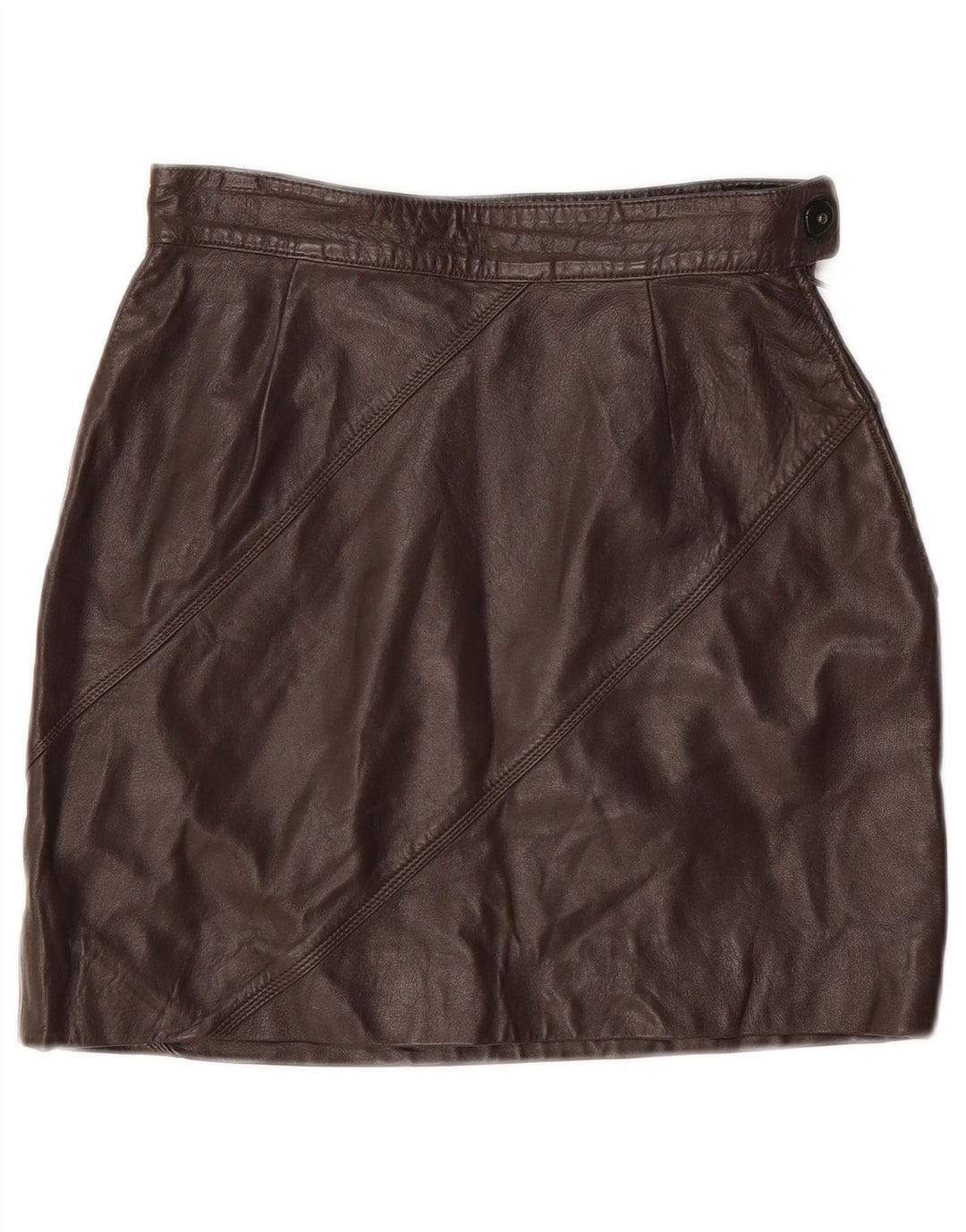 Vintage dame mini læder nederdel W24 XS Brun