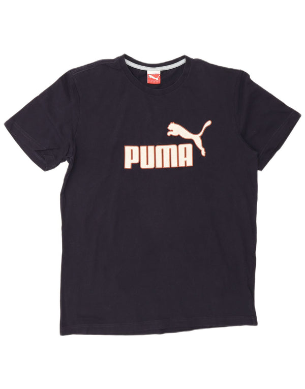 Puma Herre grafisk T-shirt Top Stor marineblå bomuld