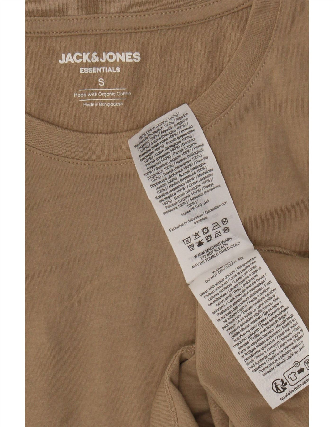 JACK & JONES Mens T-Shirt Top Small Beige Cotton Vintage Jack & Jones and Second-Hand Jack & Jones from Messina Hembry 