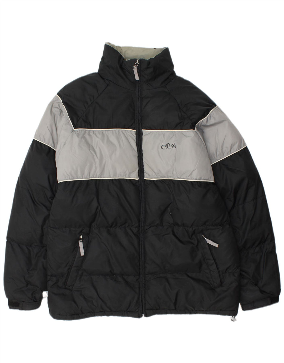 Fila Polstret Herrejakke UK 40 Stor Sort Colourblock Nylon