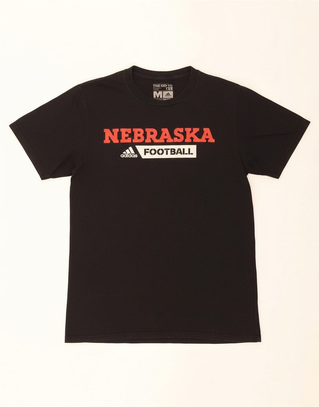 ADIDAS Mens Nebraska Graphic T-Shirt Top Medium Black Cotton