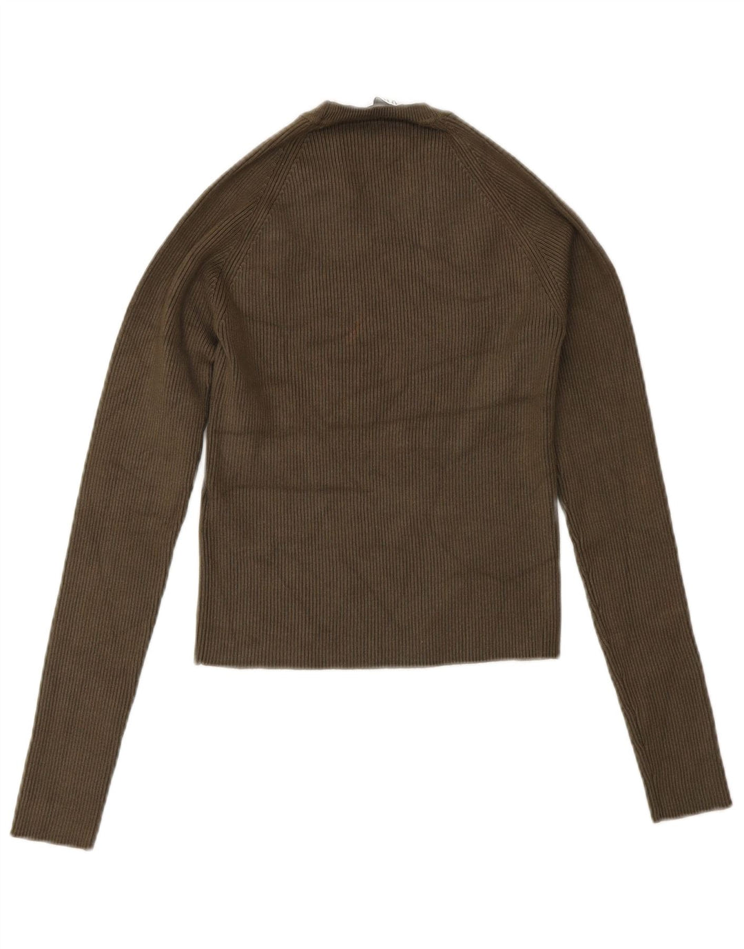 Zara Womens Crop Top Langærmet UK 8 Small Green Viscose
