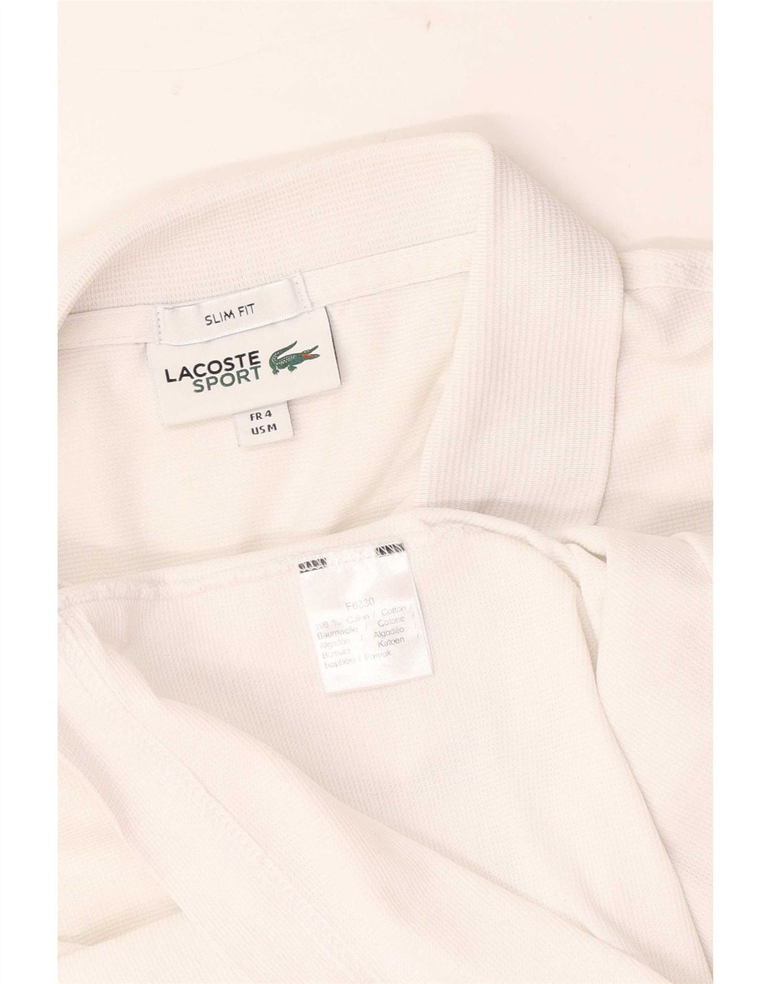 Lacoste Herre Slim Fit Polo Shirt Størrelse 4 Medium Hvid Bomuld