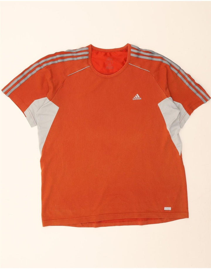 ADIDAS Herre T-Shirt Top Stor Orange Colourblock Bomuld