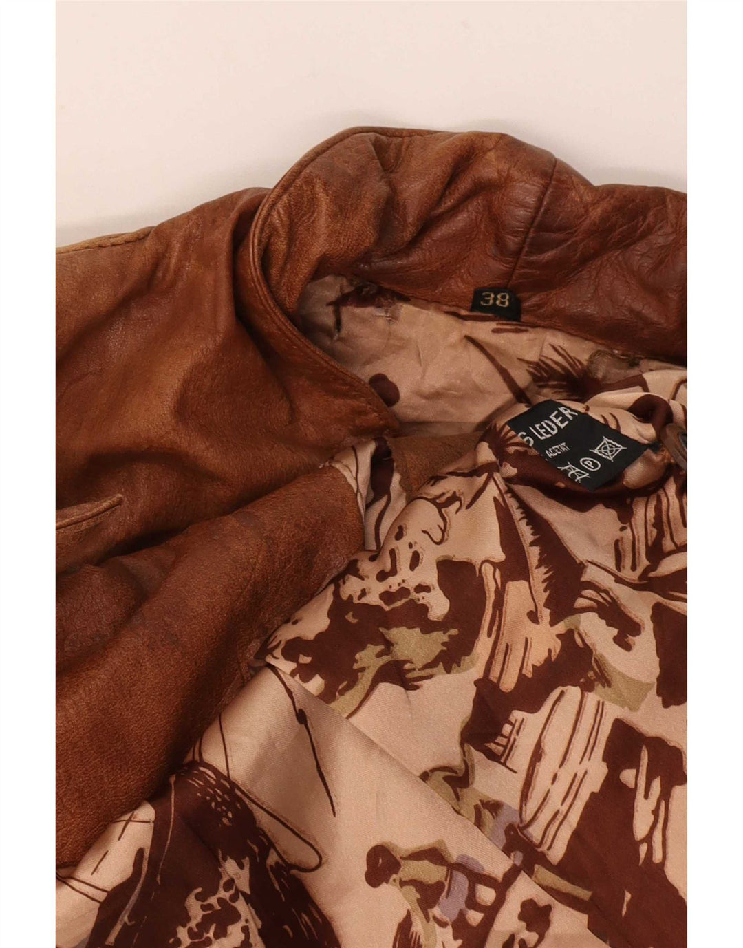 Vintage Dame Læderjakke EU 38 Medium Beige