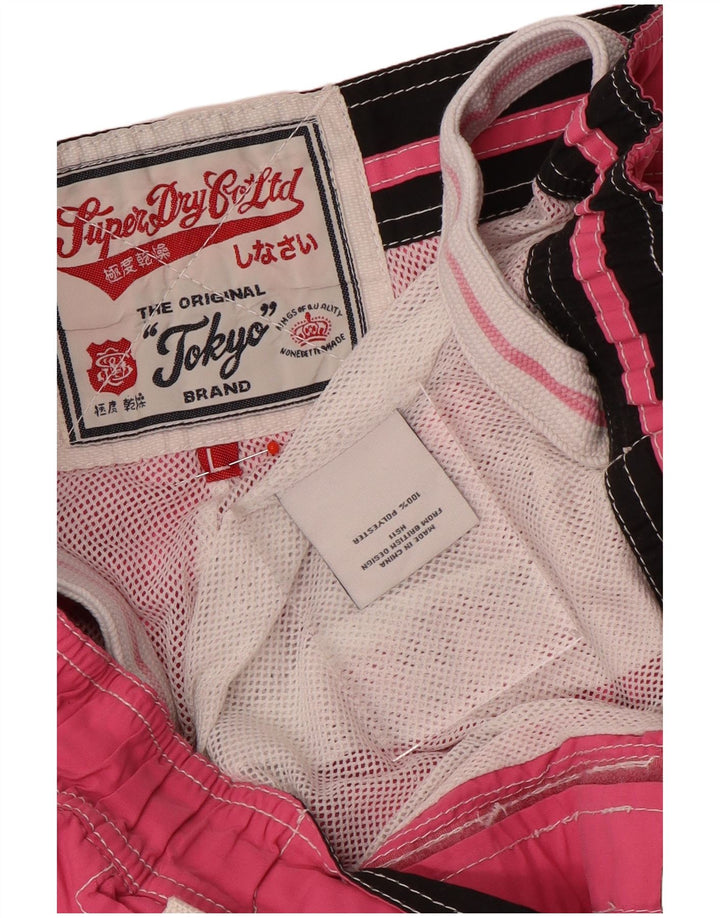 Superdry grafiske svømmeshorts til mænd, store lyserøde polyester