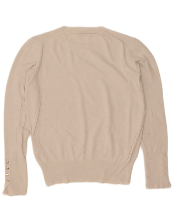 Zara sweater med rund hals til kvinder UK 12 Medium White Viscose