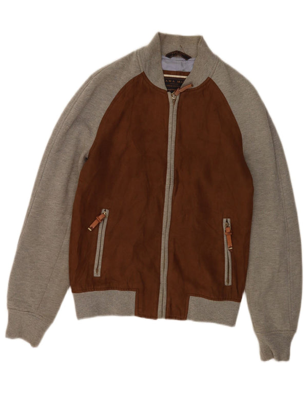 Zara Bomber Jacket UK 38 Medium Brown Colourblock Polyester
