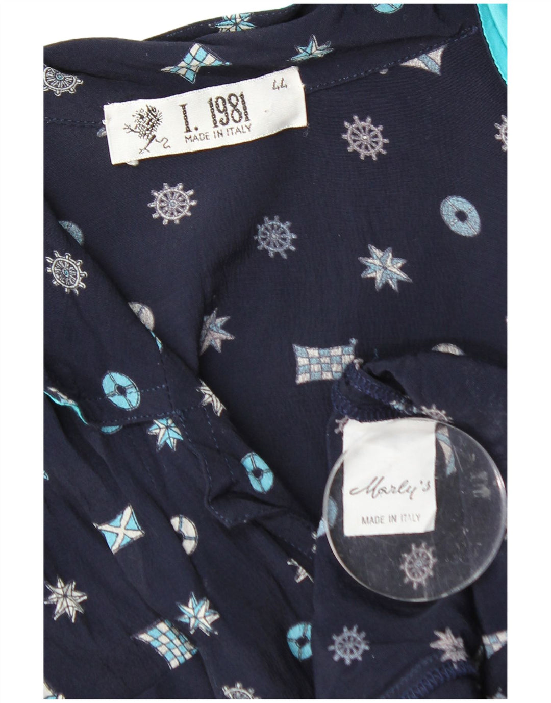 MORLY'S Womens Abstract Pattern Shirt Blouse IT 44 Medium Navy Blue