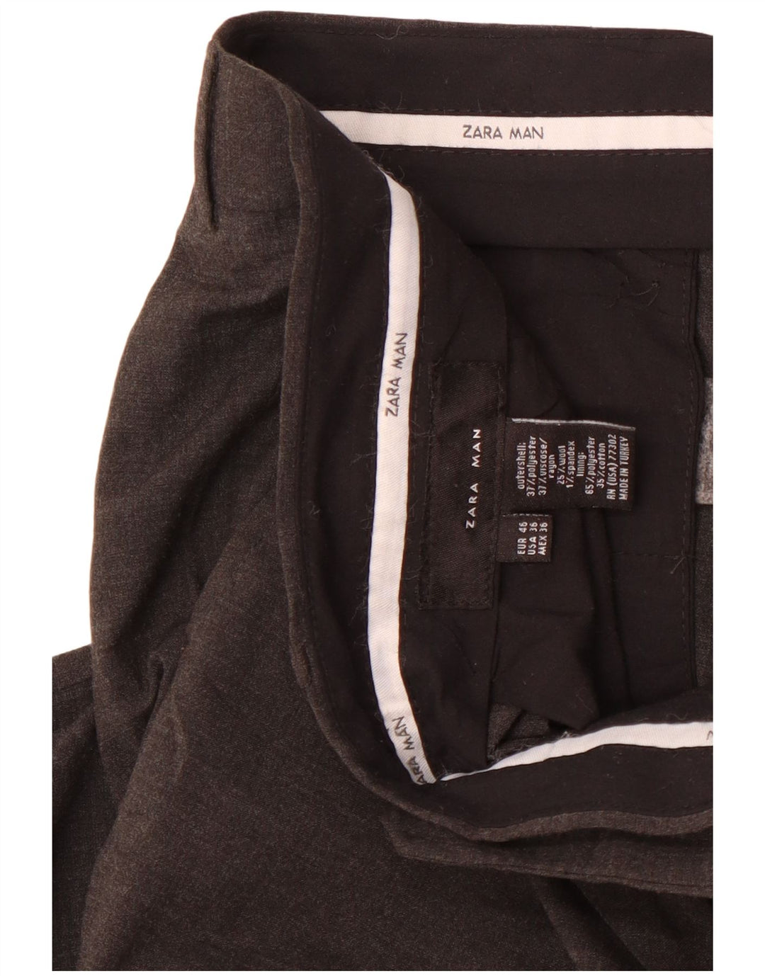 Zara Straight Suit Bukser til mænd EU 46 XL W36 L29 Grå Polyester