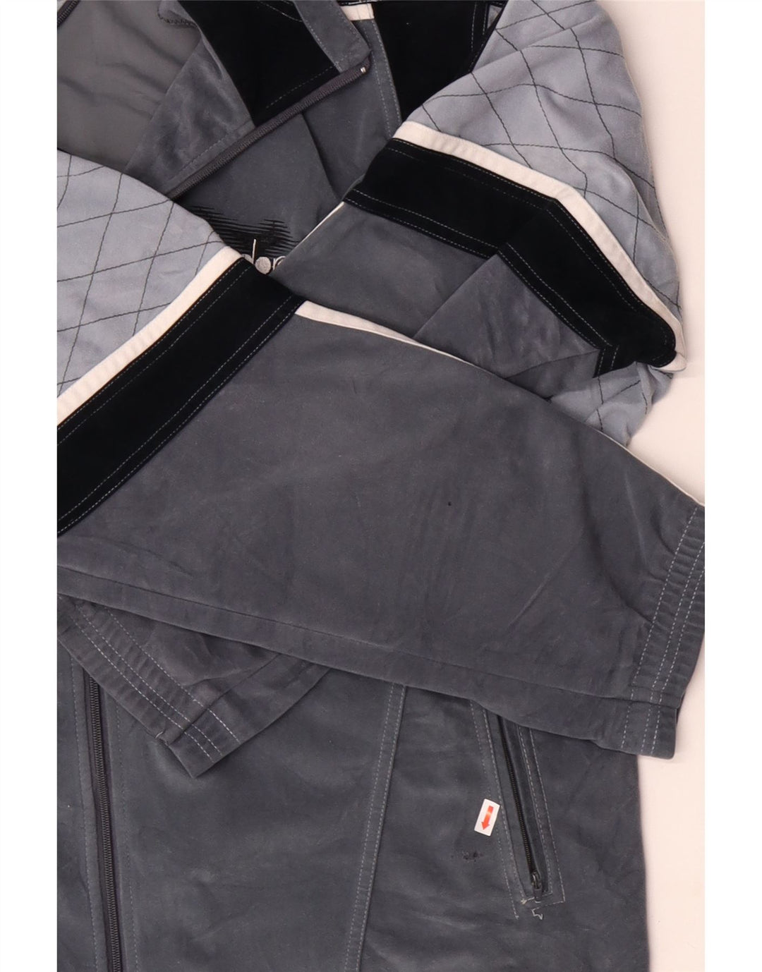 DIADORA Herre grafisk velour træningsdragt topjakke UK 46 XL Grå Colourblock