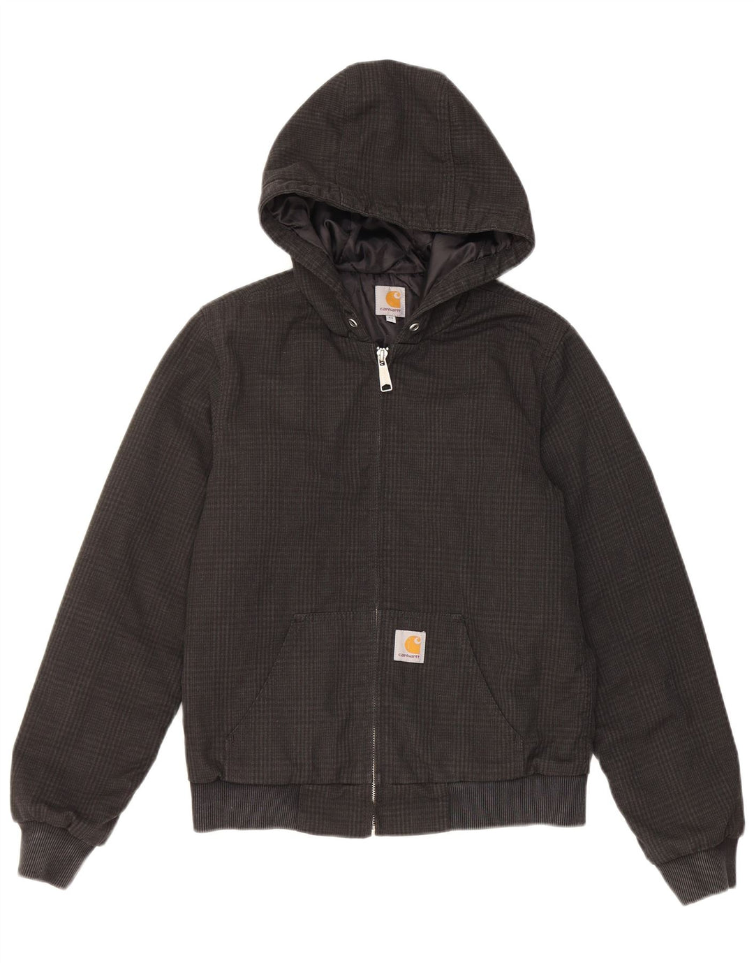 Carhartt hættebomberjakke til kvinder UK 6 XS sort ternet polyester