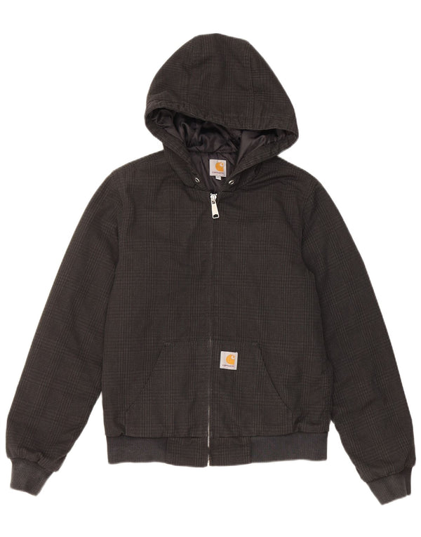 Carhartt hættebomberjakke til kvinder UK 6 XS sort ternet polyester