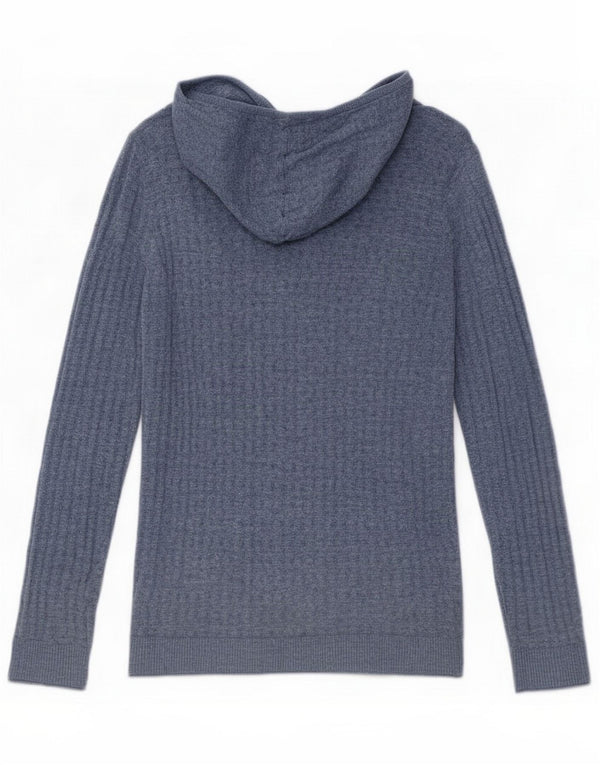 Fat Face Dame Hætte Cardigan Sweater UK 14 Large Navy Blue Cotton