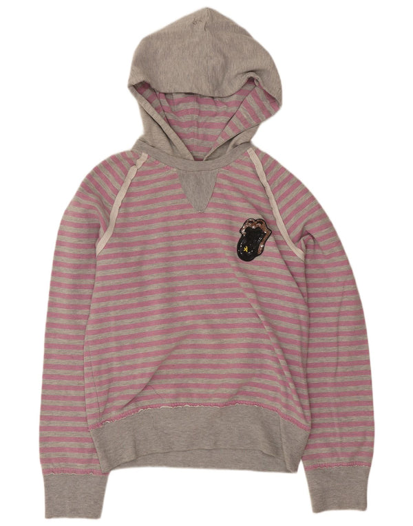 A-Style Dame Rolling Stones Hættetrøje Jumper UK 14 Stor Pink Stribet