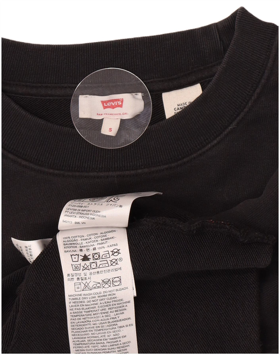 Levi's Womens Grafisk Oversized Sweatshirt Jumper UK 10 Small Black Bomuld