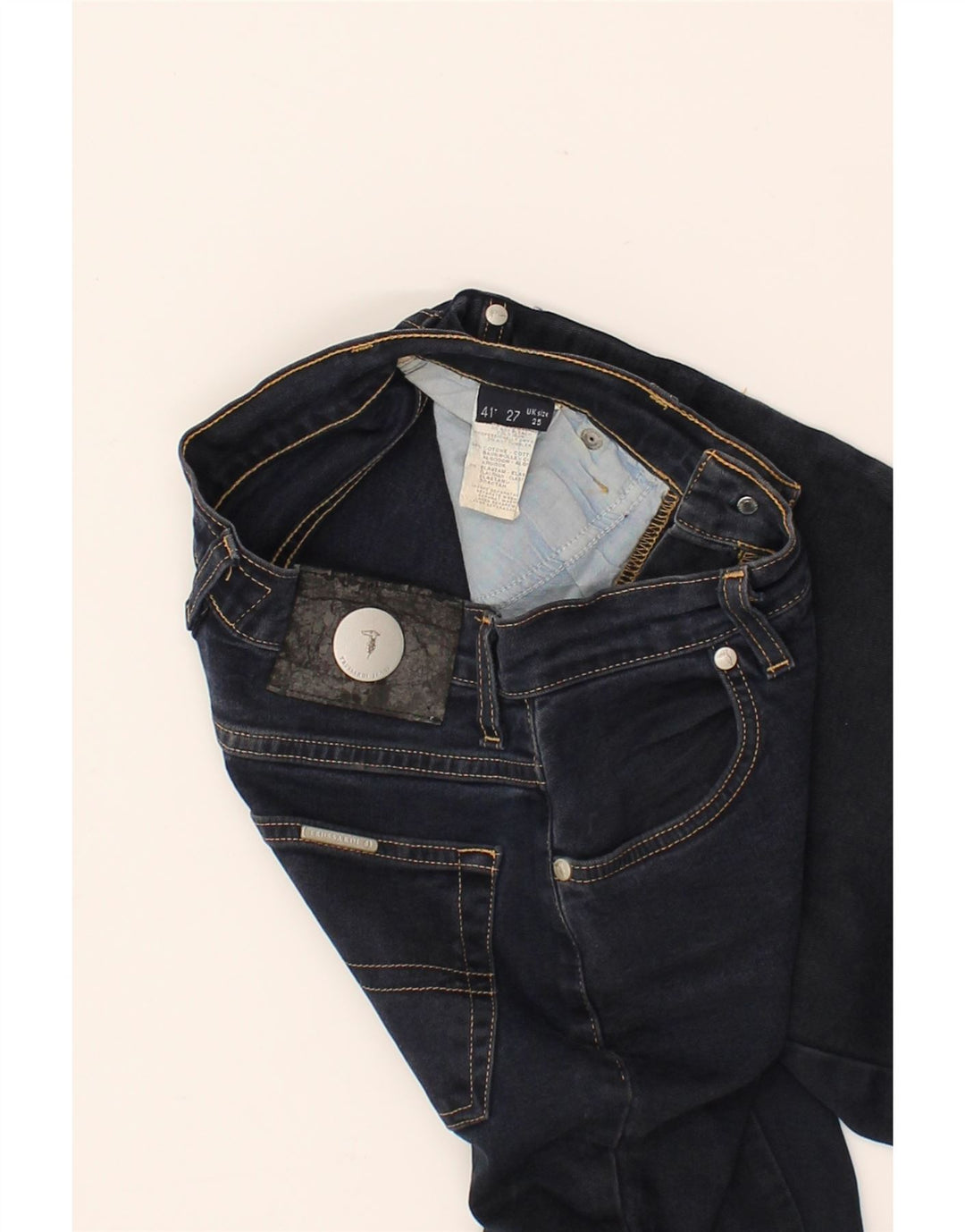 TRUSSARDI Womens Straight Jeans W25 L30  Navy Blue Cotton Vintage Trussardi and Second-Hand Trussardi from Messina Hembry 