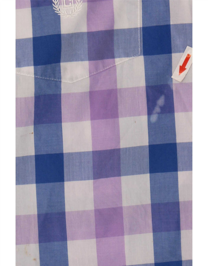 Chaps Herre let pleje kortærmet skjorte 2XL blå Gingham bomuld