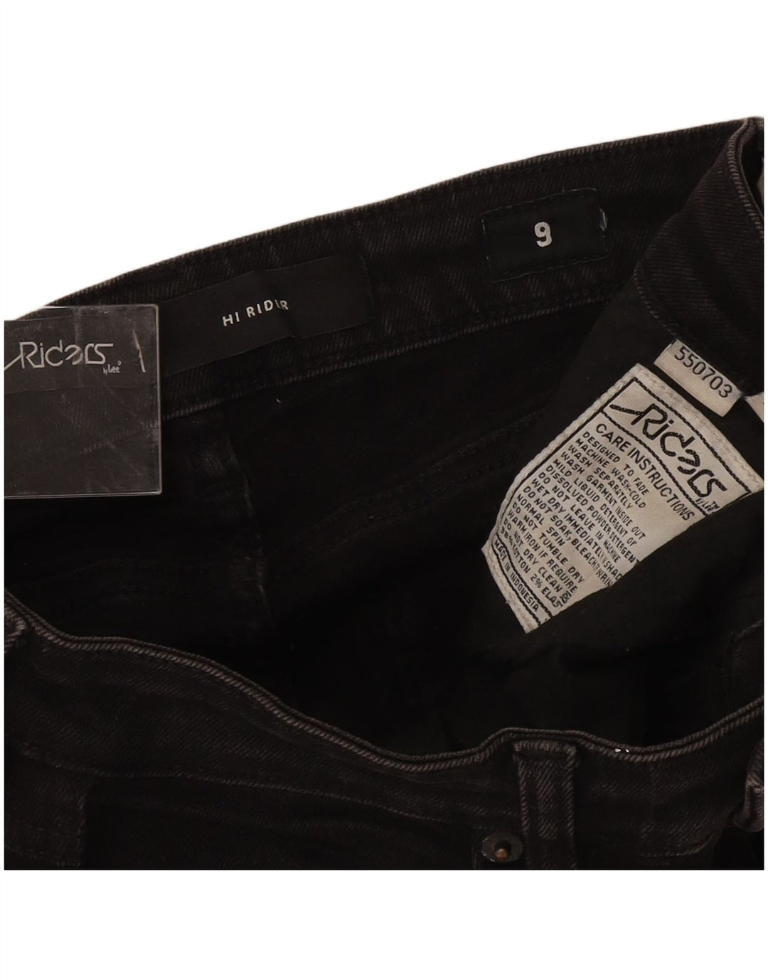 LEE Kvinder Ryttere Højtaljede Skinny Jeans US 9 Medium W24 L27 Sort Bomuld