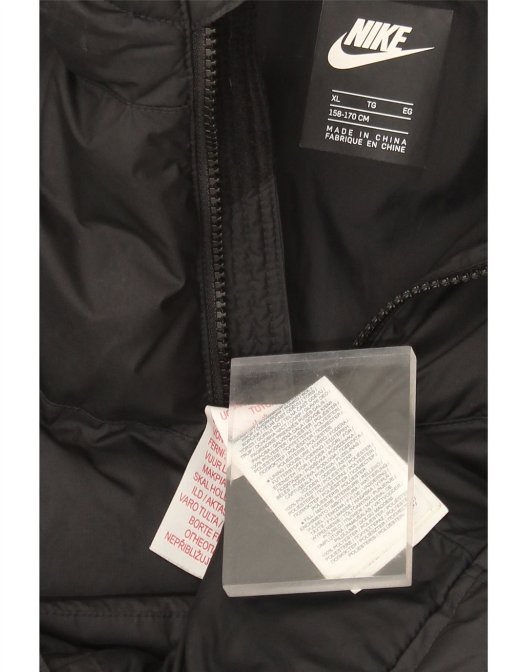 Nike hættejakke med hætte til piger 13-14 år XL sort polyester