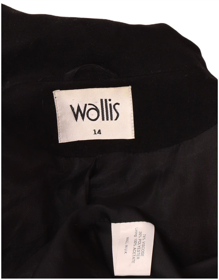 Wallis Dame Longline 3 Button Blazer Jacket UK 14 Large Black Classic