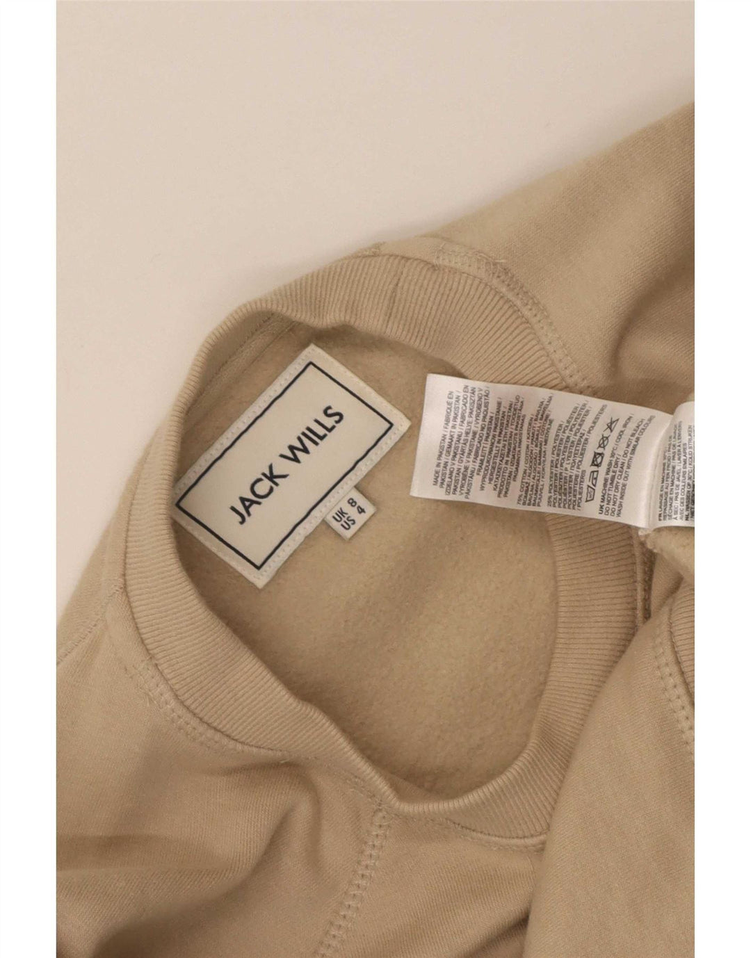 Jack Wills Dame Oversized Sweatshirt Jumper UK 8 Small Beige Bomuld