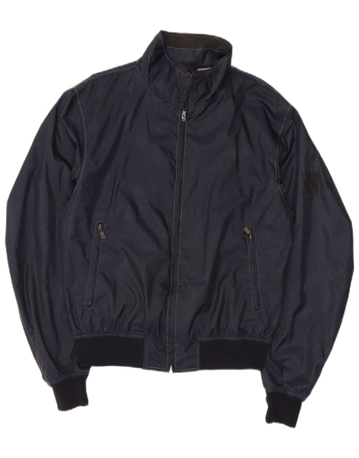 Belstaff Womens Bomber Jacket UK 14 Medium Navy Blue Nylon
