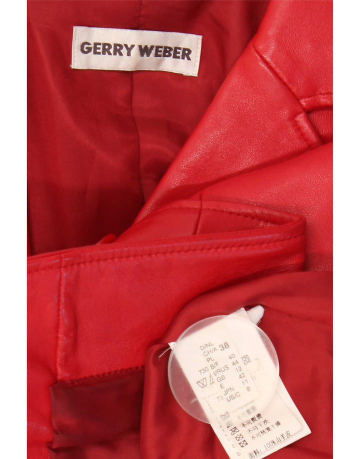 Gerry Weber Dame Læderjakke UK 12 Medium Rødt Læder