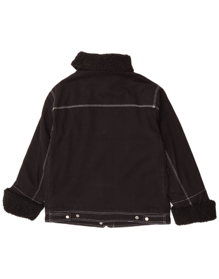 Topshop Dame Oversized Sherpa Jacket UK 8 Small Black Bomuld