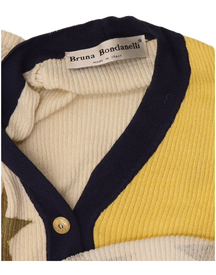 Vintage Kvinders Grafisk Cardigan Sweater UK 12 Medium Flerfarvet