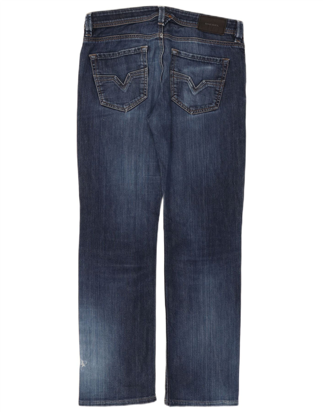 DIESEL Herre D-Strukt Distressed Straight Jeans W32 L31 Blå Bomuld