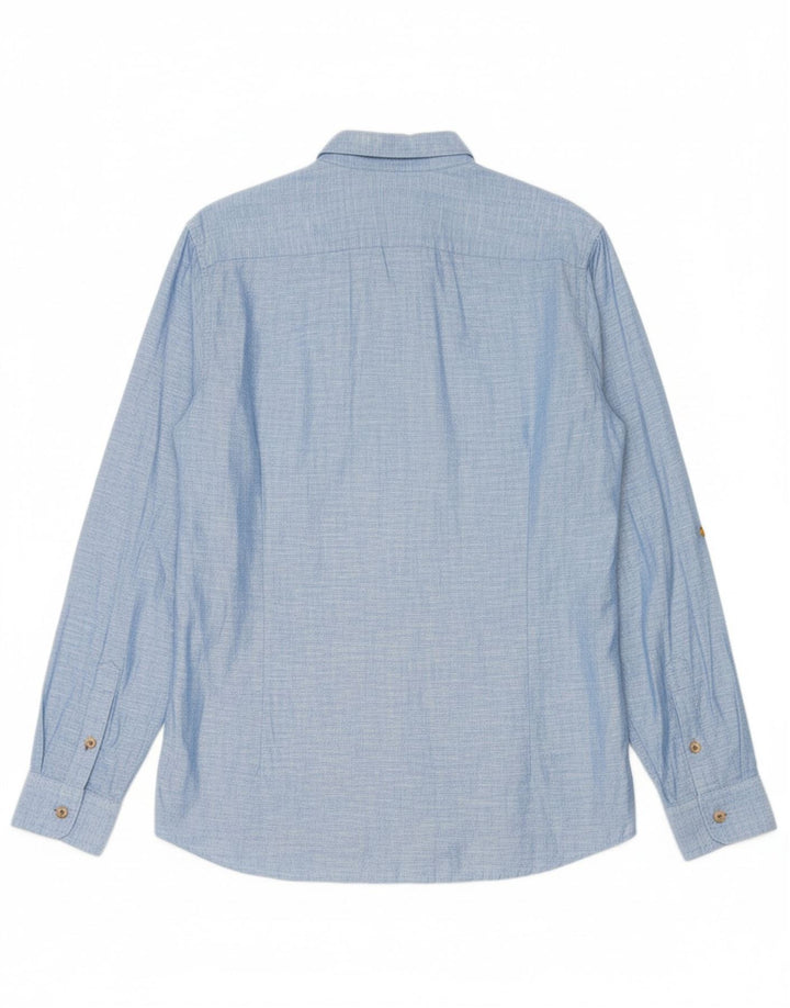 TED BAKER Mens London Shirt Size 3 Medium Blue Flecked Linen