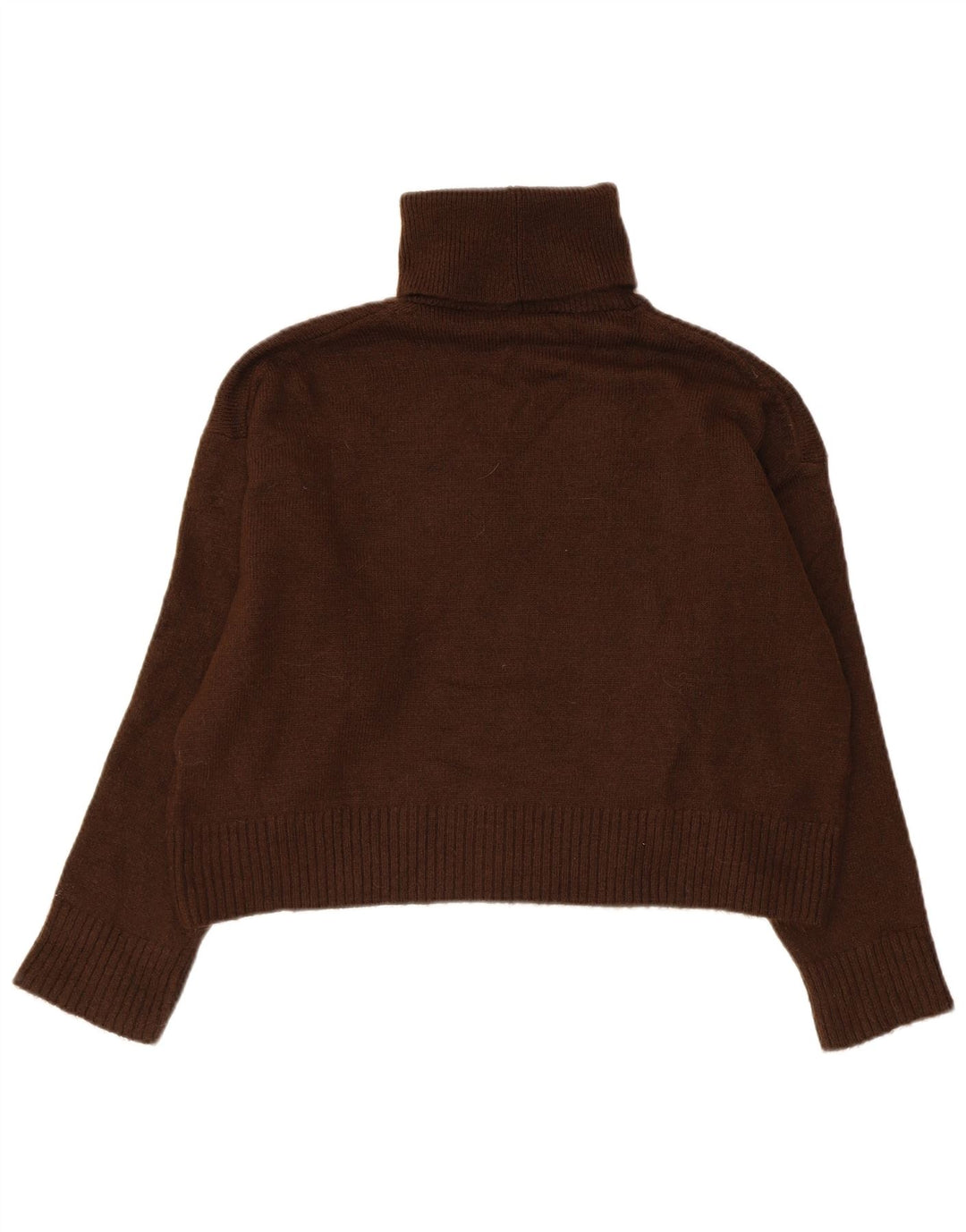 Zara Dame Oversized Crop Roll Neck Jumper Sweater UK 10 Small Brown