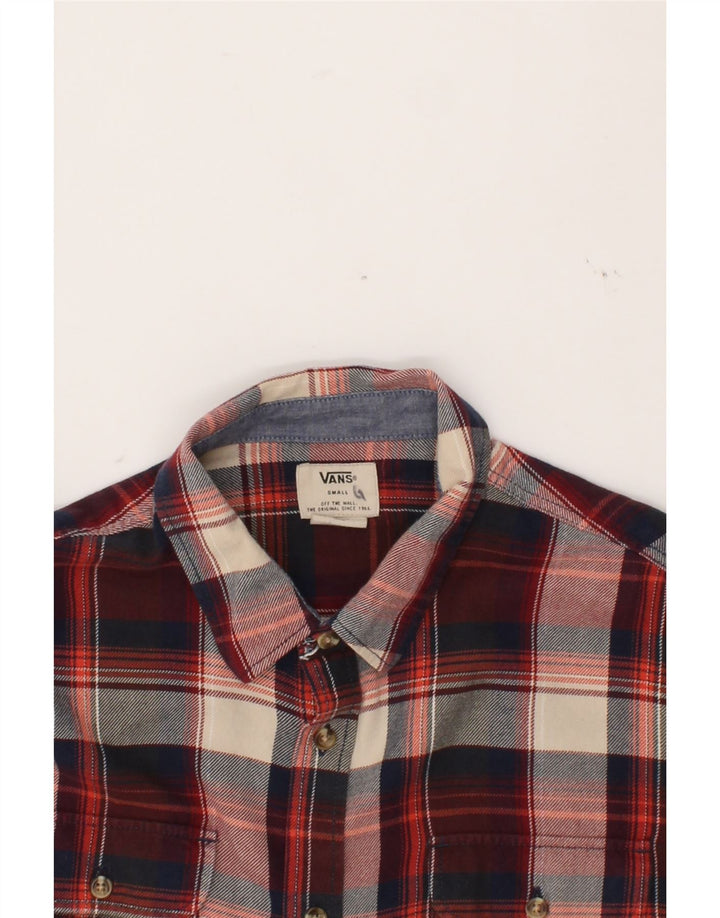 VANS Mens Flannel Shirt Small Maroon Check Cotton Vintage Vans and Second-Hand Vans from Messina Hembry 