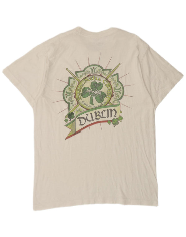 Hard Rock Cafe Herre Dublin Grafisk T-Shirt Top Medium Hvid Bomuld