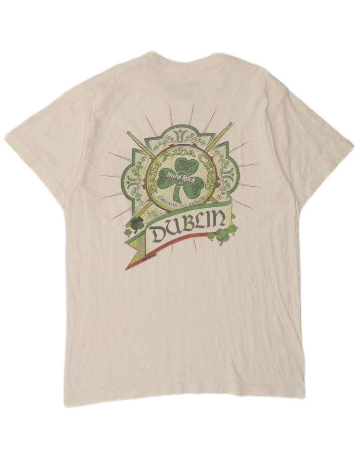 Hard Rock Cafe Herre Dublin Grafisk T-Shirt Top Medium Hvid Bomuld