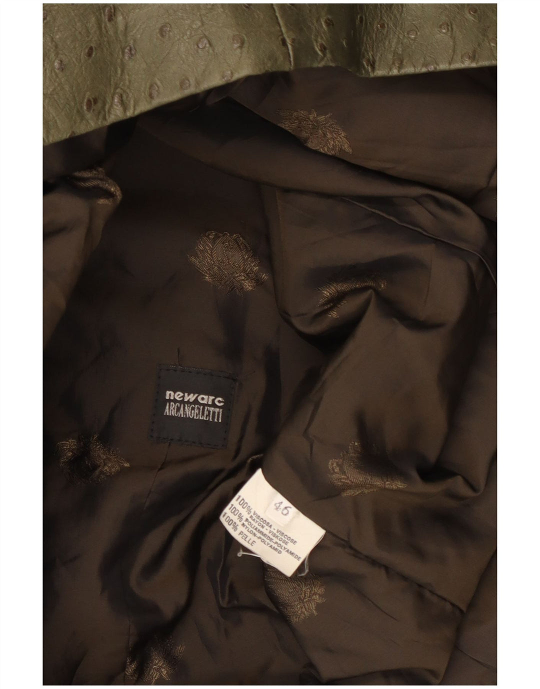 Vintage Dame Læderjakke IT 46 Stor Khaki Læder