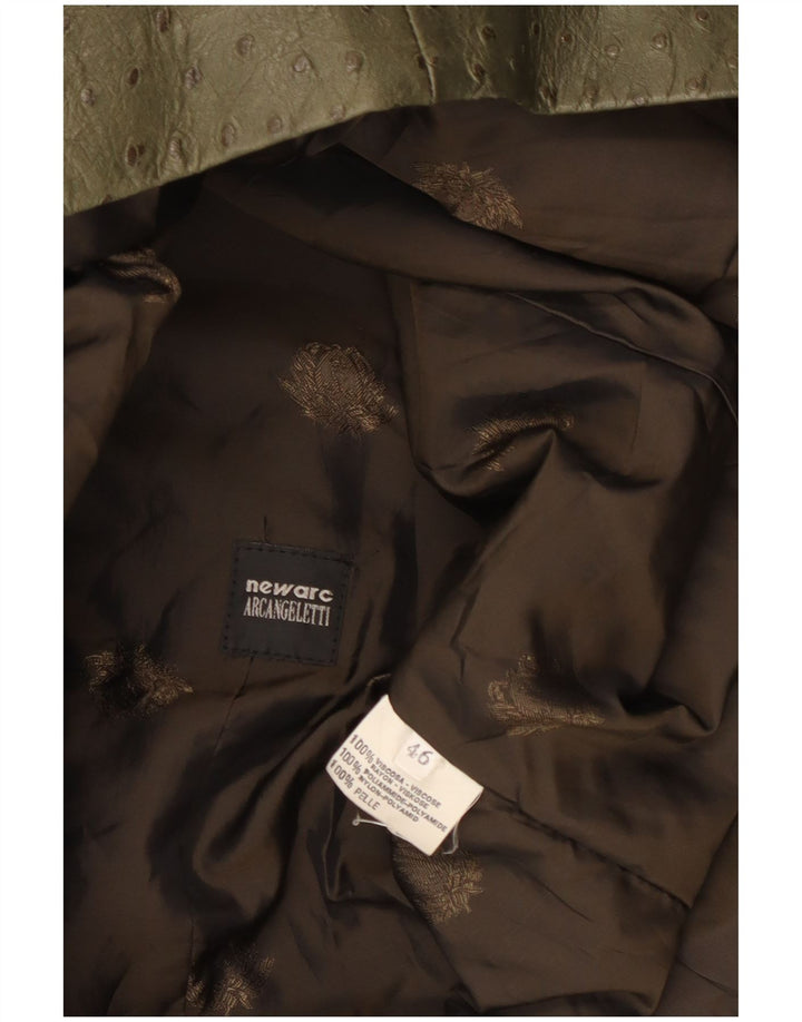 Vintage Dame Læderjakke IT 46 Stor Khaki Læder