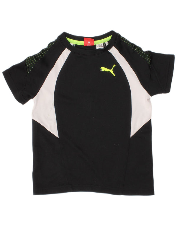 Puma Boys T-Shirt Top 4-5 år Sort Colourblock Polyester