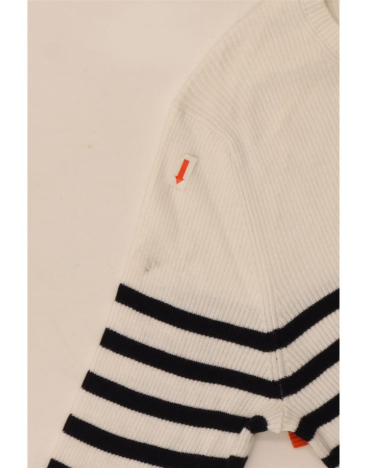 Massimo Dutti Dame Boat Neck Jumper Sweater UK 12 Medium Hvid Stribet