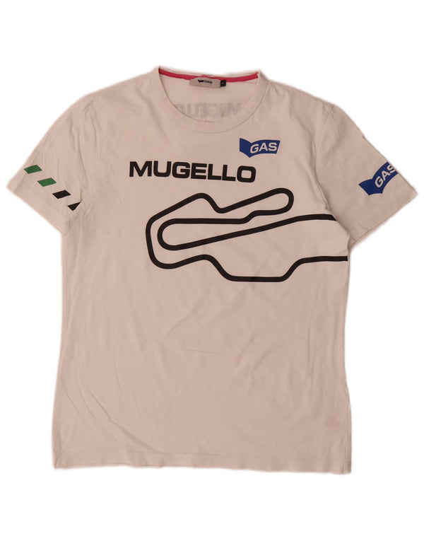 Gas Herre Grafisk T-Shirt Top Stor Hvid Bomuld